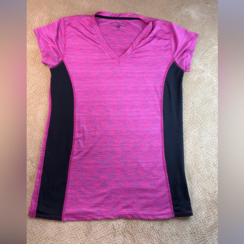 Beverly Hills Polo Club Pink and Black Short Sleeve Tee